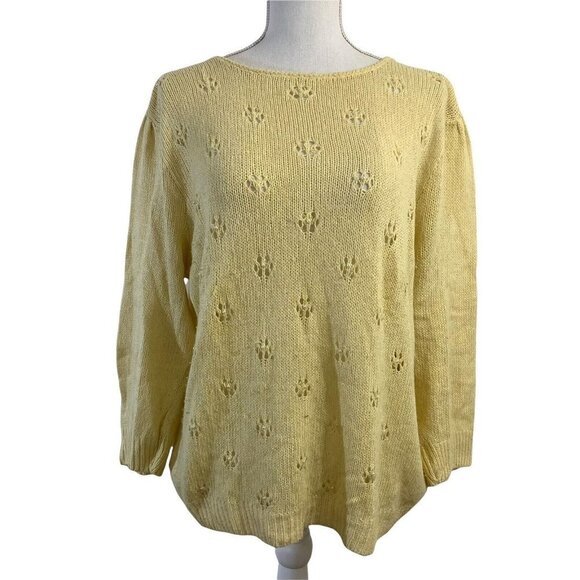 Special Events Vintage Light Yellow Sweater Silk Angora Wool Size 18W Beaded Top - Picture 1 of 9